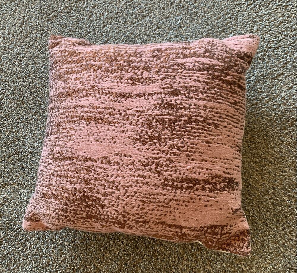 Pink Copper Textured Square Decorative Throw Pillow 18" Diameter